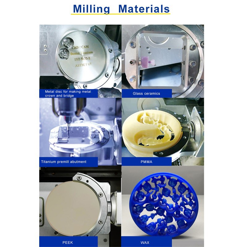 CNC Dental Crown Bridge Milling Device 5 Axis Wet Milling Machine For Denture Materials