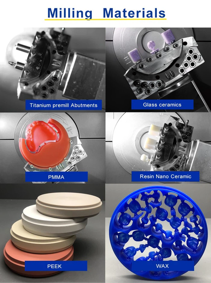 Dental Lab Equipment 5 Axis Wet Milling Machine milling materials x Dental Lab Equipment 5 Axis Wet Milling Machine milling materials x