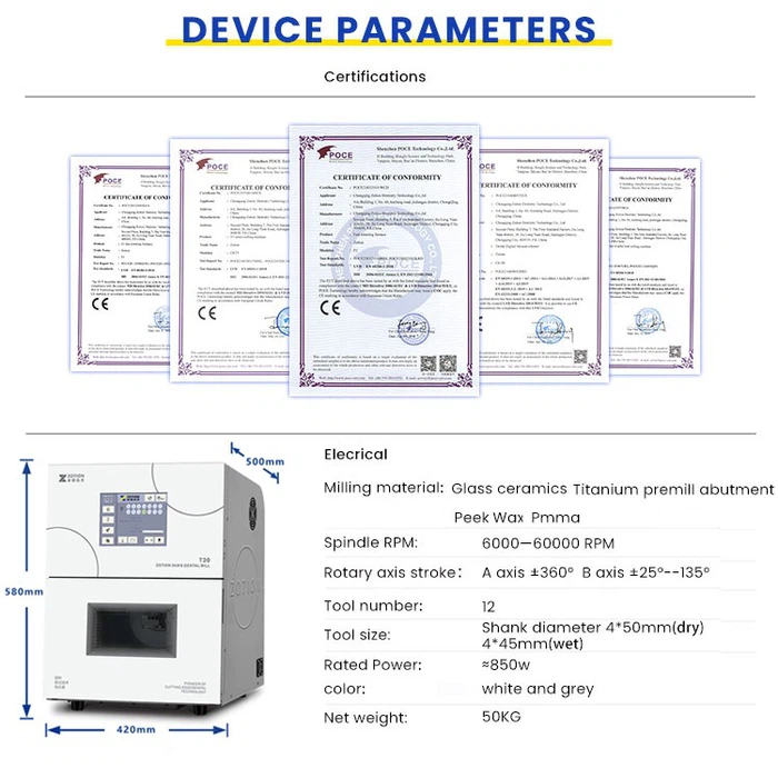 Dental Lab Equipment 5 Axis Wet Milling Machine parameter Dental Lab Equipment 5 Axis Wet Milling Machine parameter