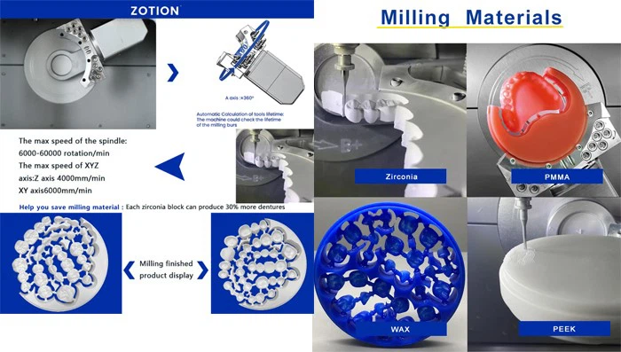 Dental cad cam 5 Axis dental Milling Machine milling materials X Dental cad cam 5 Axis dental Milling Machine milling materials X